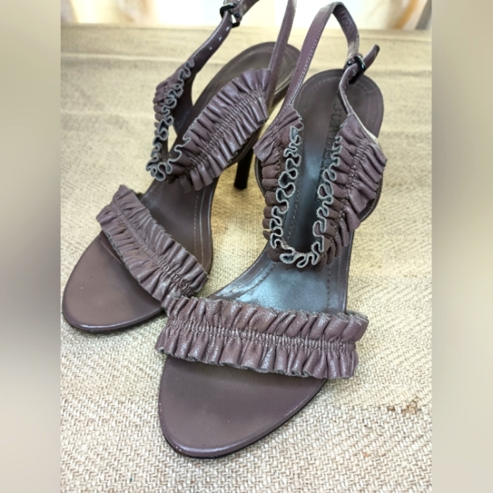 Women's Brown Burberry Leather Sandals Heels